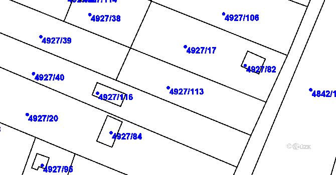 Parcela st. 4927/113 v KÚ Znojmo-město, Katastrální mapa
