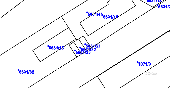 Parcela st. 5631/21 v KÚ Znojmo-město, Katastrální mapa