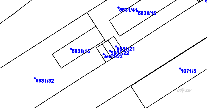 Parcela st. 5631/23 v KÚ Znojmo-město, Katastrální mapa