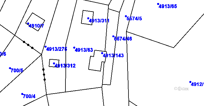 Parcela st. 4913/143 v KÚ Znojmo-město, Katastrální mapa