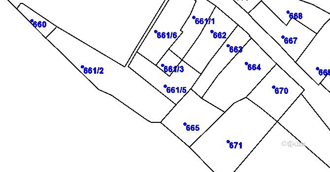Parcela st. 661/5 v KÚ Znojmo-město, Katastrální mapa