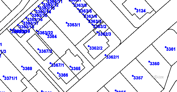 Parcela st. 3362/2 v KÚ Znojmo-město, Katastrální mapa