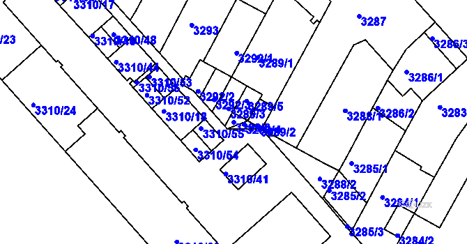 Parcela st. 3289/6 v KÚ Znojmo-město, Katastrální mapa