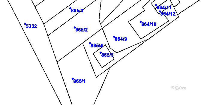 Parcela st. 865/5 v KÚ Znojmo-město, Katastrální mapa