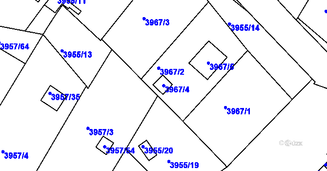 Parcela st. 3967/4 v KÚ Znojmo-město, Katastrální mapa