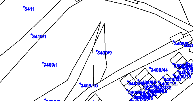 Parcela st. 3409/9 v KÚ Znojmo-město, Katastrální mapa