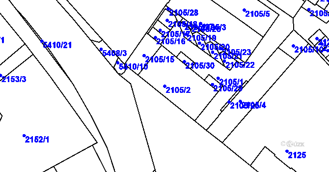 Parcela st. 2105/2 v KÚ Znojmo-město, Katastrální mapa