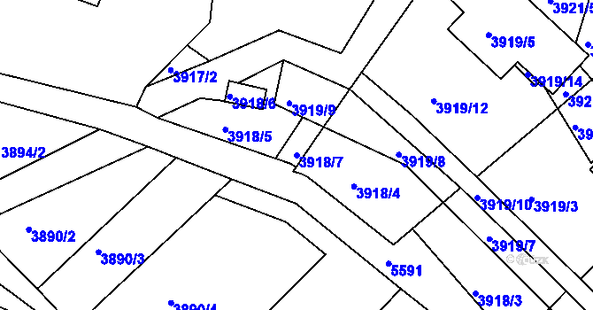 Parcela st. 3918/7 v KÚ Znojmo-město, Katastrální mapa