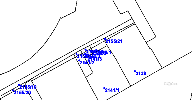 Parcela st. 2140/1 v KÚ Znojmo-město, Katastrální mapa