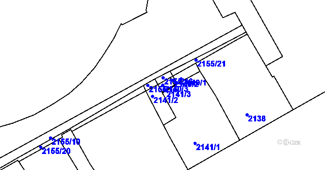 Parcela st. 2140/3 v KÚ Znojmo-město, Katastrální mapa
