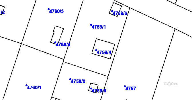 Parcela st. 4759/4 v KÚ Znojmo-město, Katastrální mapa
