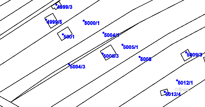 Parcela st. 5005/3 v KÚ Znojmo-město, Katastrální mapa