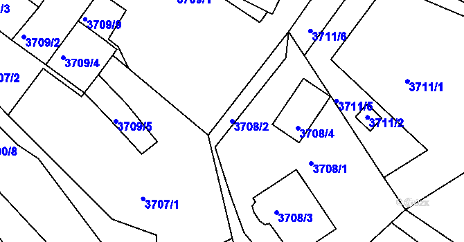 Parcela st. 3708/2 v KÚ Znojmo-město, Katastrální mapa