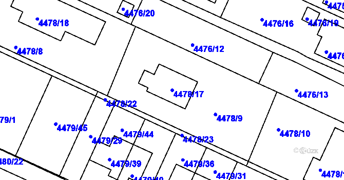 Parcela st. 4478/17 v KÚ Znojmo-město, Katastrální mapa