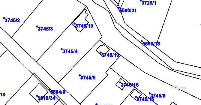 Parcela st. 3745/19 v KÚ Znojmo-město, Katastrální mapa