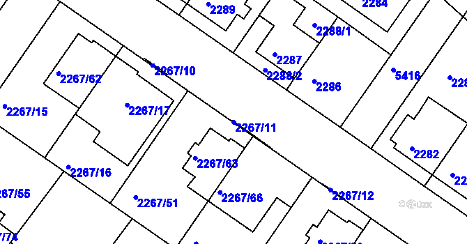 Parcela st. 2267/11 v KÚ Znojmo-město, Katastrální mapa