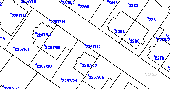 Parcela st. 2267/12 v KÚ Znojmo-město, Katastrální mapa