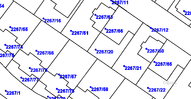 Parcela st. 2267/20 v KÚ Znojmo-město, Katastrální mapa