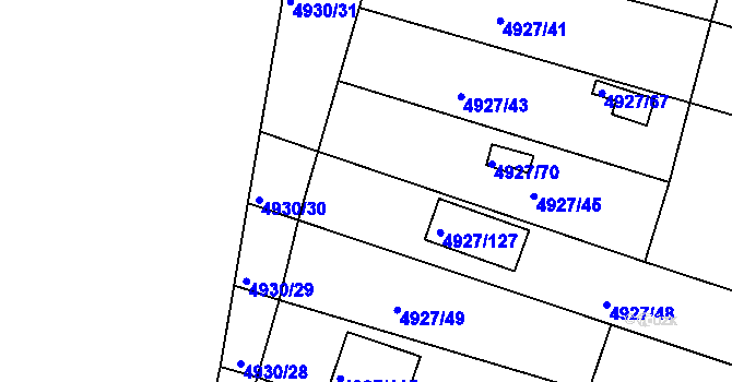 Parcela st. 4927/125 v KÚ Znojmo-město, Katastrální mapa