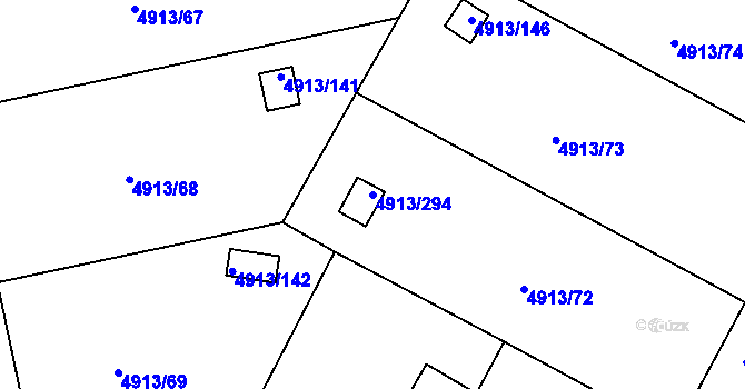 Parcela st. 4913/294 v KÚ Znojmo-město, Katastrální mapa