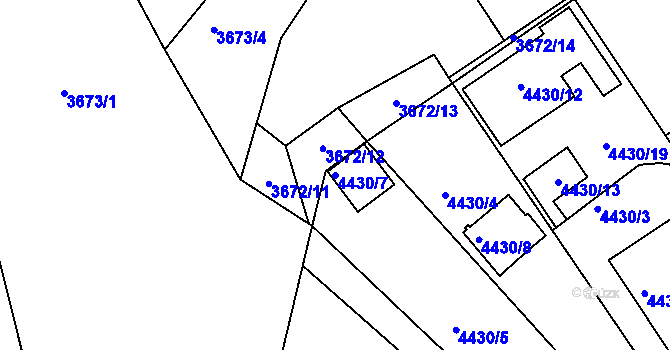 Parcela st. 4430/7 v KÚ Znojmo-město, Katastrální mapa