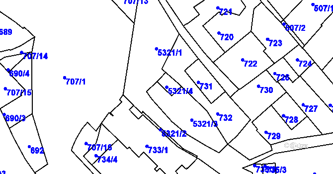 Parcela st. 5321/4 v KÚ Znojmo-město, Katastrální mapa