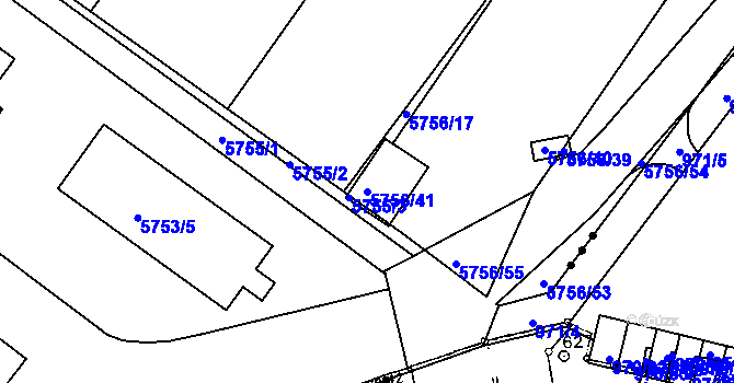 Parcela st. 5756/41 v KÚ Znojmo-město, Katastrální mapa