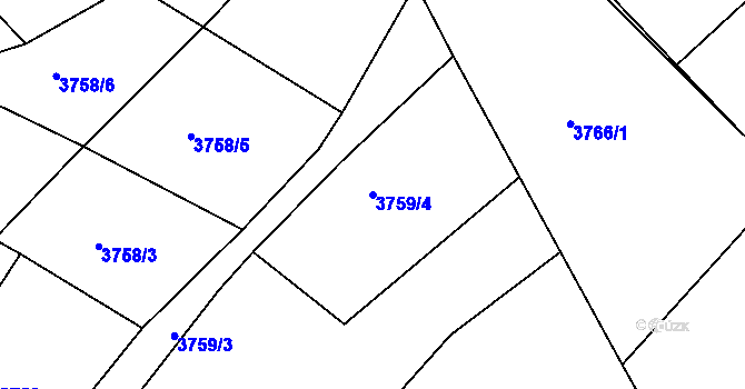 Parcela st. 3759/4 v KÚ Znojmo-město, Katastrální mapa