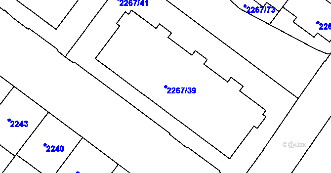 Parcela st. 2267/39 v KÚ Znojmo-město, Katastrální mapa