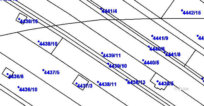 Parcela st. 4439/11 v KÚ Znojmo-město, Katastrální mapa