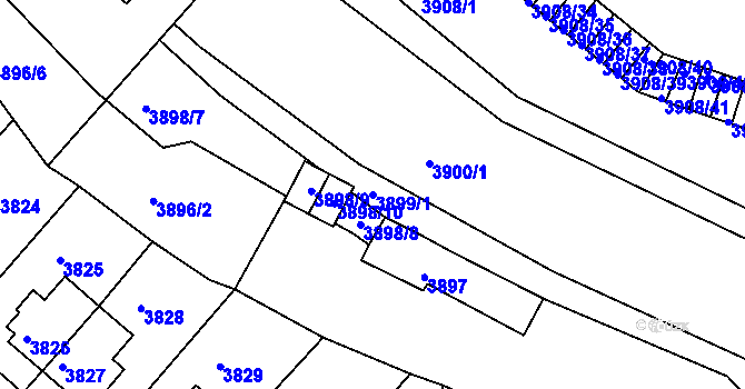 Parcela st. 3899/1 v KÚ Znojmo-město, Katastrální mapa