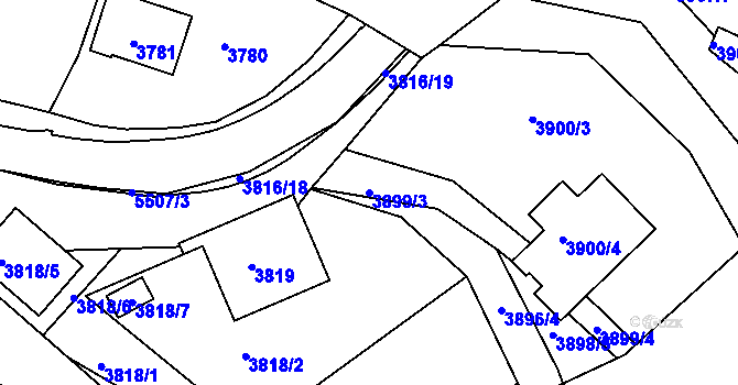 Parcela st. 3899/3 v KÚ Znojmo-město, Katastrální mapa