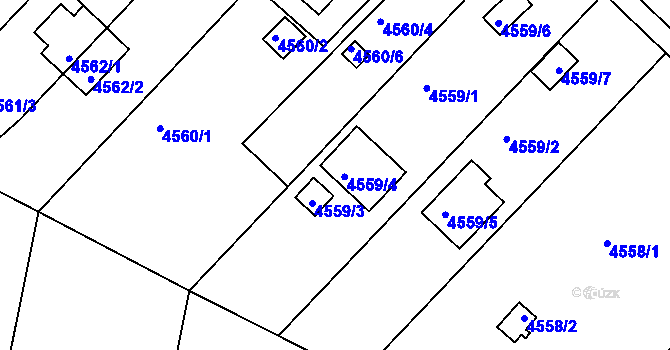 Parcela st. 4559/4 v KÚ Znojmo-město, Katastrální mapa