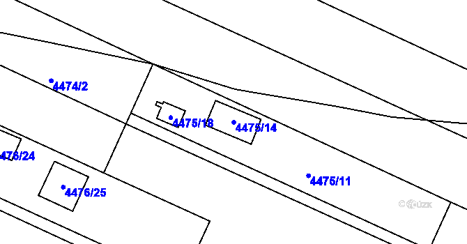 Parcela st. 4475/14 v KÚ Znojmo-město, Katastrální mapa