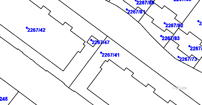 Parcela st. 2267/41 v KÚ Znojmo-město, Katastrální mapa