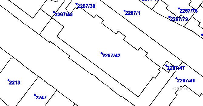 Parcela st. 2267/42 v KÚ Znojmo-město, Katastrální mapa