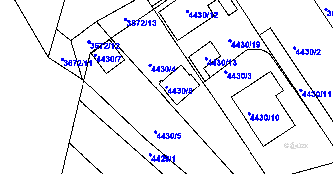 Parcela st. 4430/8 v KÚ Znojmo-město, Katastrální mapa