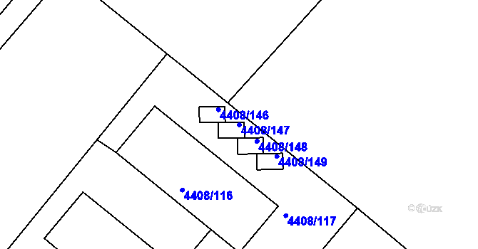 Parcela st. 4408/147 v KÚ Znojmo-město, Katastrální mapa
