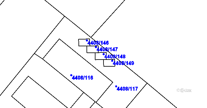 Parcela st. 4408/148 v KÚ Znojmo-město, Katastrální mapa