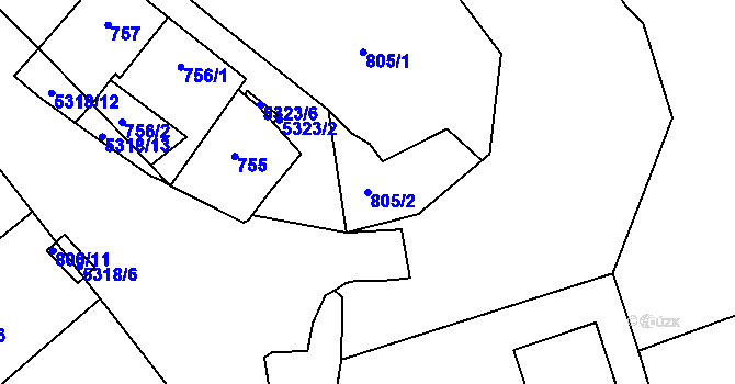 Parcela st. 805/2 v KÚ Znojmo-město, Katastrální mapa