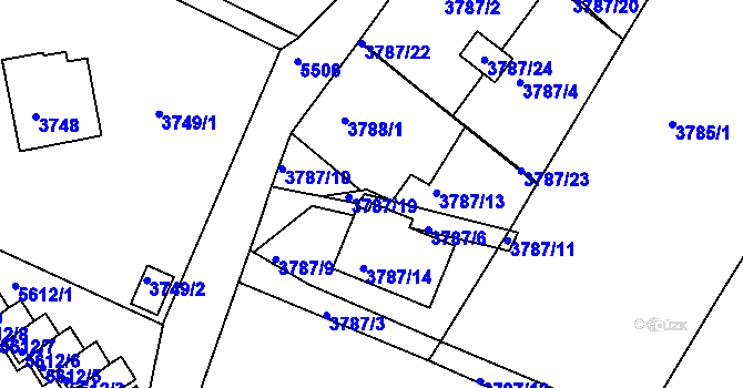 Parcela st. 3788/3 v KÚ Znojmo-město, Katastrální mapa