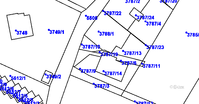 Parcela st. 3787/19 v KÚ Znojmo-město, Katastrální mapa