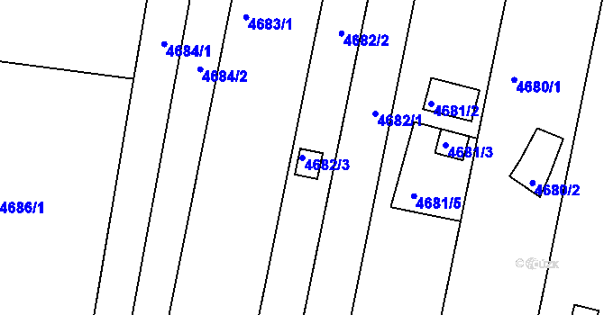 Parcela st. 4682/3 v KÚ Znojmo-město, Katastrální mapa