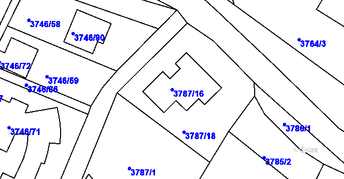 Parcela st. 3787/16 v KÚ Znojmo-město, Katastrální mapa