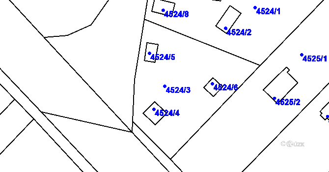 Parcela st. 4524/3 v KÚ Znojmo-město, Katastrální mapa