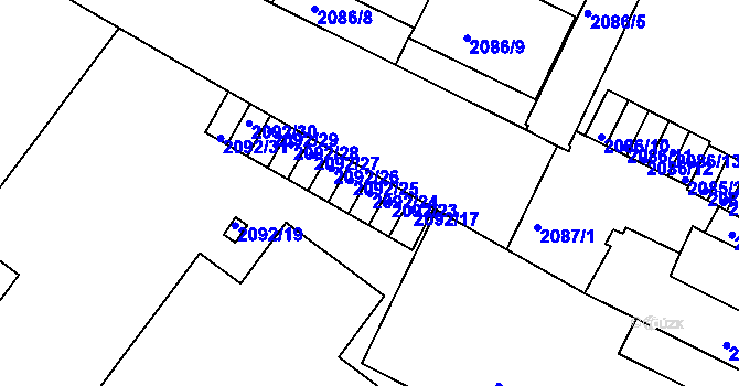 Parcela st. 2092/24 v KÚ Znojmo-město, Katastrální mapa