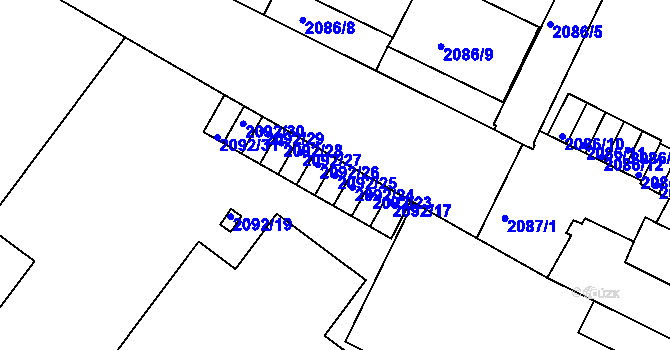 Parcela st. 2092/25 v KÚ Znojmo-město, Katastrální mapa