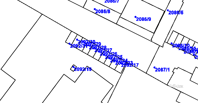 Parcela st. 2092/26 v KÚ Znojmo-město, Katastrální mapa