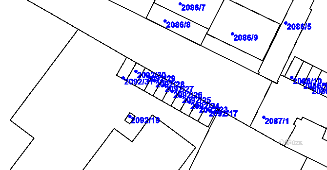 Parcela st. 2092/27 v KÚ Znojmo-město, Katastrální mapa