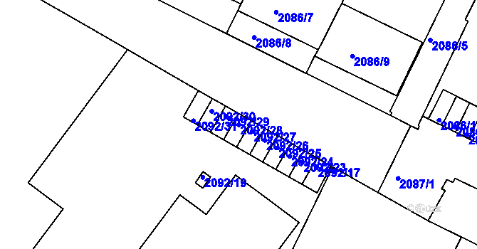 Parcela st. 2092/28 v KÚ Znojmo-město, Katastrální mapa